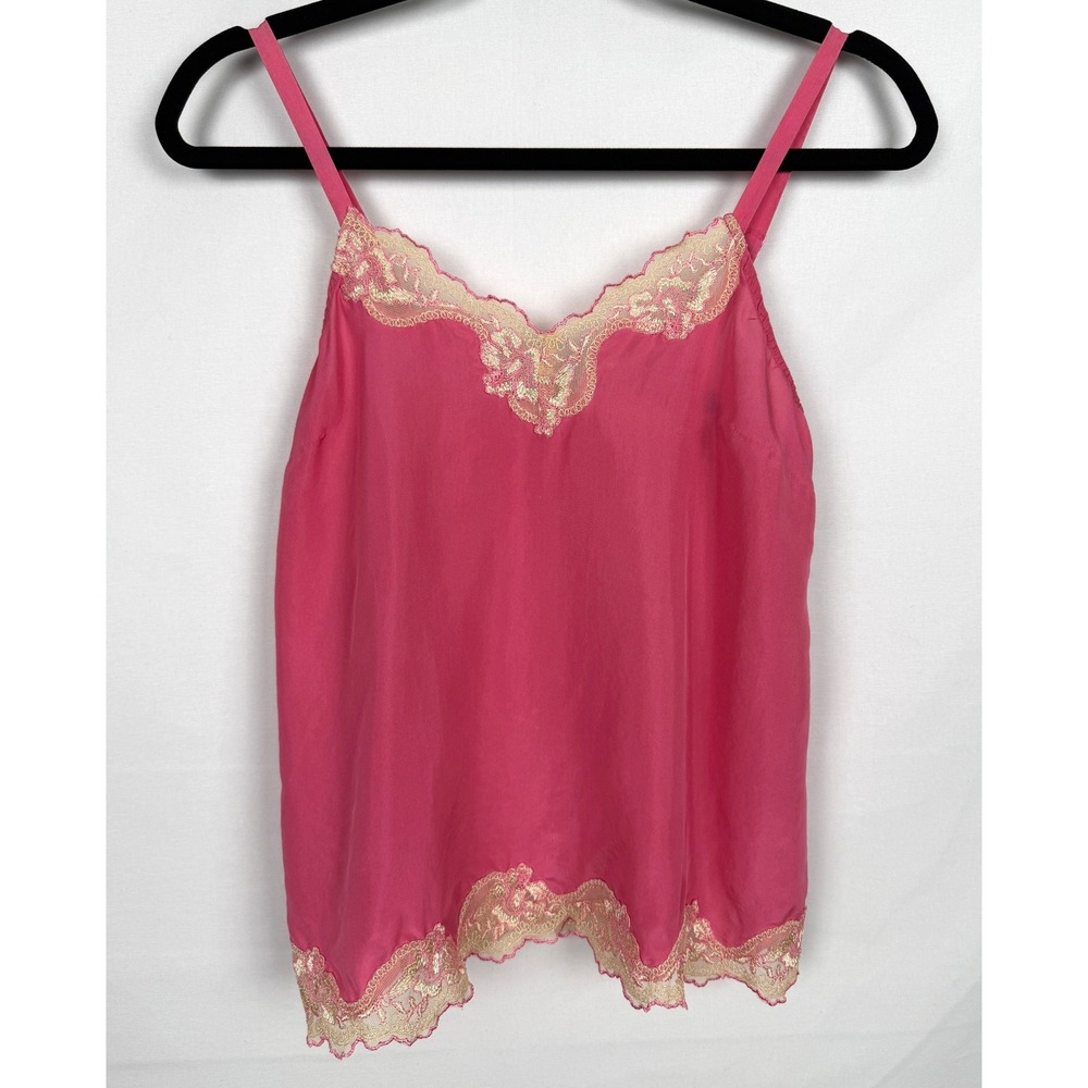 Express Y2K 100% Silk Pink Lace Slip Cami Camisole Coquette XS